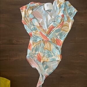 Women's Floral Wrap Bodysuit - Multicolor